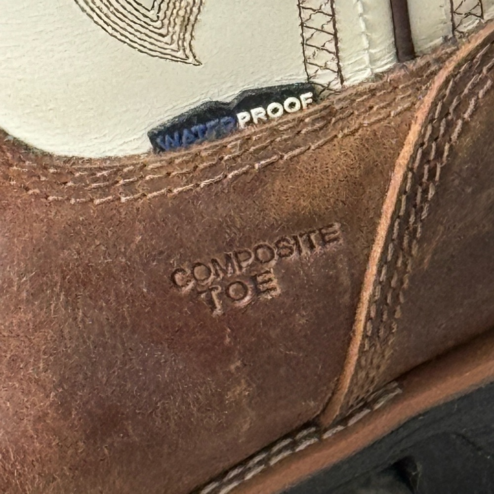 Brown and Cream Cowboy Western Boots with Pull Holes - Picture 4 of 4